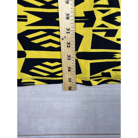 Emma & Michele Dress Womens M Yellow Black Short Sleeve Stretch Knit Keyhole - Picture 4 of 9